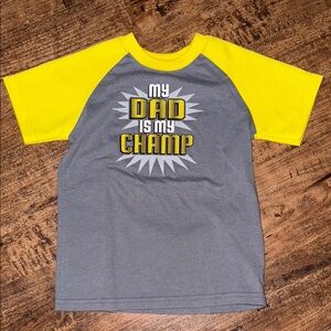 Gray and Yellow Kids Shirt - My Dad is My Champ